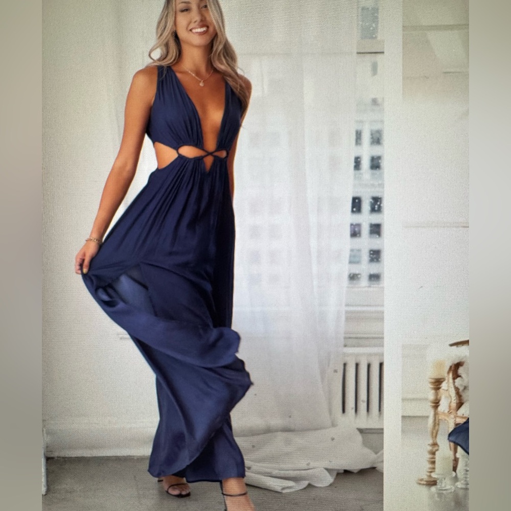 NWT Hello Molly Since I Met You Deep Blue Maxi Dress